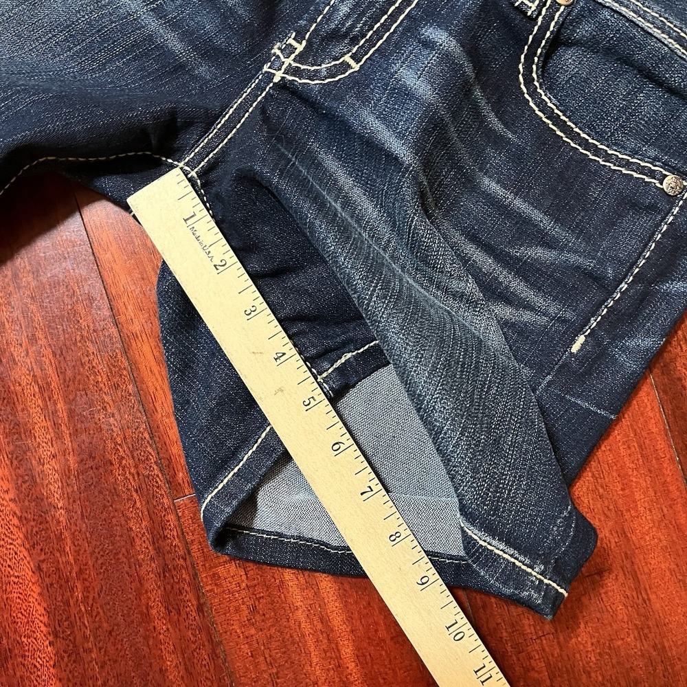BKE Shorts Womens 26 28 5" Inseam Blue Dark Wash Whiskering Grunge Harper Street - Picture 7 of 9